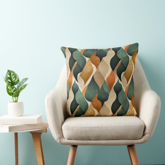 Art Deco Teal & Gold Geometric Pattern (4) クッション (椅子)