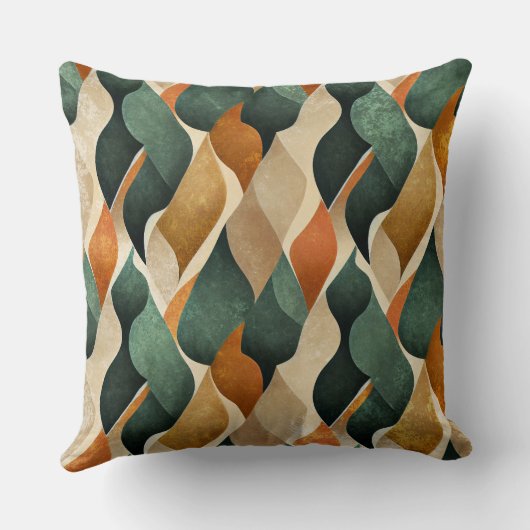 Art Deco Teal & Gold Geometric Pattern (4) クッション (裏面)
