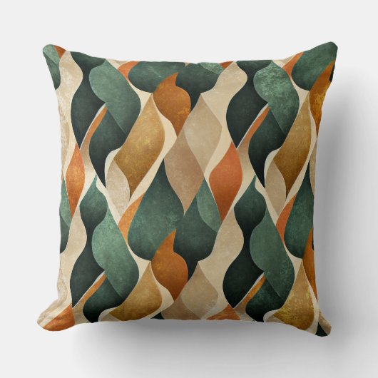 Art Deco Teal & Gold Geometric Pattern (4) クッション (正面)