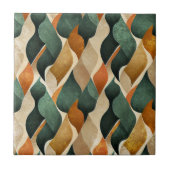 Art Deco Teal & Gold Geometric Pattern (4) タイル (正面)
