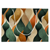 Art Deco Teal & Gold Geometric Pattern (4) ラージペーパーバッグ (裏面)