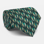 Art Deco Teal & Gold Geometric Pattern (7) ネクタイ (ロール)
