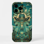 Art Deco Teal & Gold iPhone 16 Pro Max Case iPhoneケース (裏面)