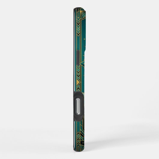 Art Deco Teal & Gold iPhone 16 Pro Max Case  iPhoneケース (右側面)