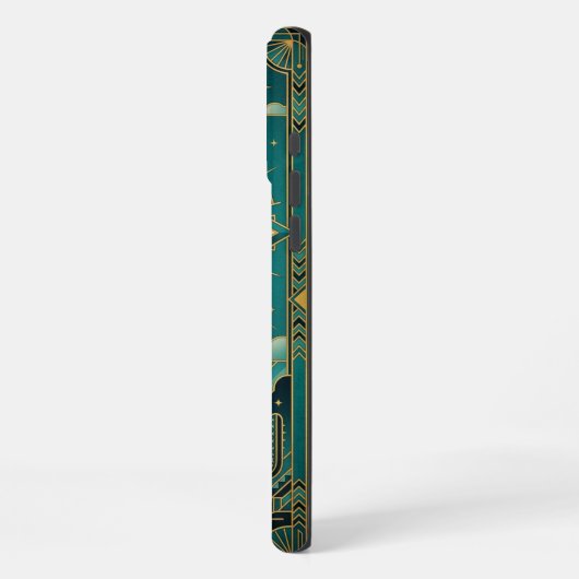 Art Deco Teal & Gold iPhone 16 Pro Max Case iPhoneケース (左側面)
