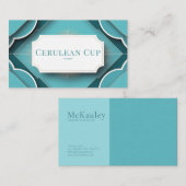 Art Deco Teal Scallop Frame Geometric Modern 名刺 (正面/裏面)