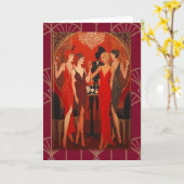 Art Deco - The ladies in red カード (黄色い花)