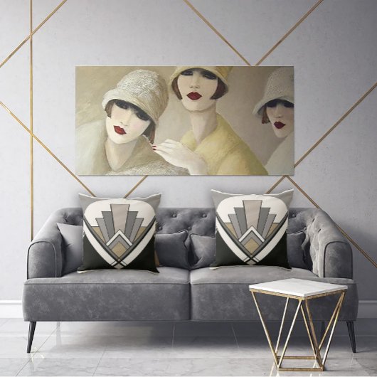 Art Deco Throw Pillow クッション