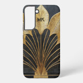 Art Deco Timeless Black Gold Monogram / Initial Samsung Galaxyケース (裏面)