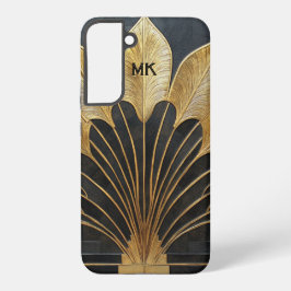 Art Deco Timeless Black Gold Monogram / Initial Samsung Galaxy S22+ケース