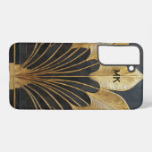 Art Deco Timeless Black Gold Monogram / Initial Samsung Galaxyケース (裏面横)