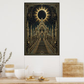 Art Deco Total Eclipse Palace Poster | Gold Teal  ポスター (キッチン)