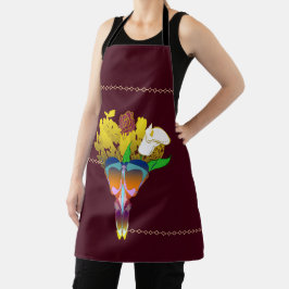 Art Deco Vase with Golden Flowers エプロン