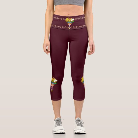 Art Deco Vase with Golden Flowers カプリレギンス (正面)