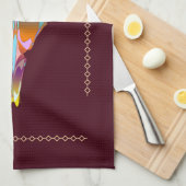 Art Deco Vase with Golden Flowers キッチンタオル (四つ折り)