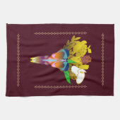 Art Deco Vase with Golden Flowers キッチンタオル (横)