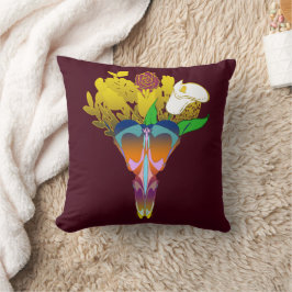 Art Deco Vase with Golden Flowers クッション