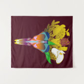 Art Deco Vase with Golden Flowers タペストリー (正面(横))