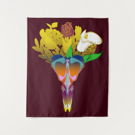 Art Deco Vase with Golden Flowers タペストリー