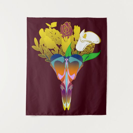 Art Deco Vase with Golden Flowers タペストリー (正面)