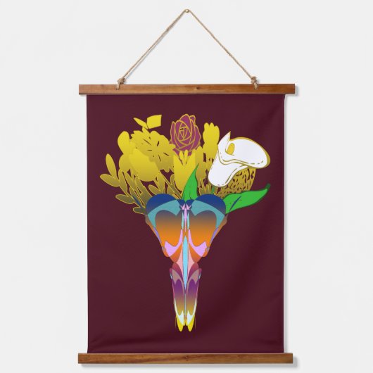 Art Deco Vase with Golden Flowers 吊り下げ型タペストリー (正面)