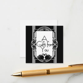 Art Deco Vintage Black and White Swans エンクロージャーカード