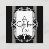 Art Deco Vintage Black and White Swans エンクロージャーカード (正面)