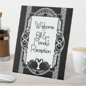 Art Deco Vintage Black and White Swans 台座サイン (インサイチュ)