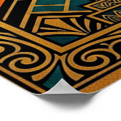 Art Deco Vintage Film Reel Monument Gold ポスター (角)