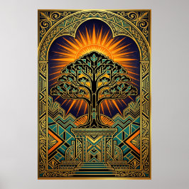 Art Deco Vintage Film Reel Monument Gold ポスター