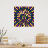 Art Deco Violinist Poster Purple and Gold Flapper  ポスター (キッチン)