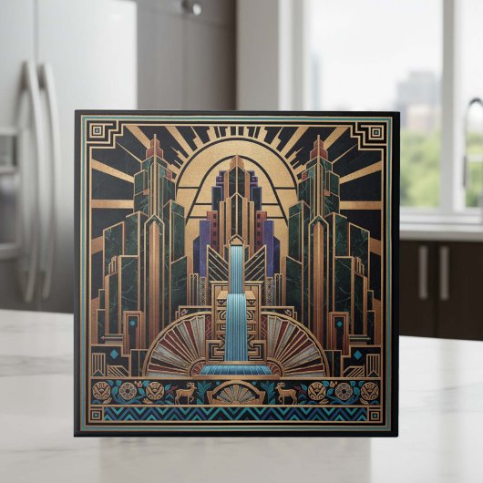 Art Deco Waterfall Architectural Pat#3 ID1196 タイル