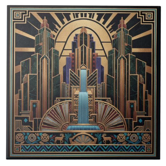 Art Deco Waterfall Architectural Pat#3 ID1196 タイル (正面)