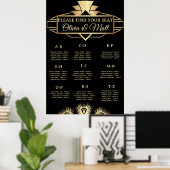  Art Deco Wedding Alphabetical Seating  ポスター (ホームオフィス)