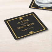 Art Deco Wedding Coasters | Personalised Gatsby スクエアペーパーコースター (アングル)