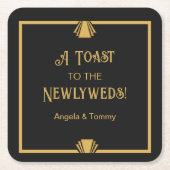 Art Deco Wedding Coasters | Personalised Gatsby スクエアペーパーコースター (正面)