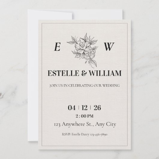 Art Deco Wedding Invitation Template 招待状 (正面)