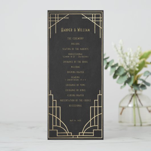 Art Deco wedding program 招待状 (スタンド正面)