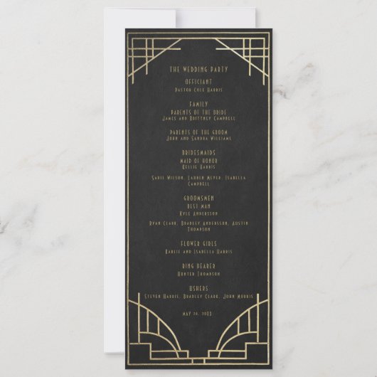 Art Deco wedding program 招待状 (裏面)