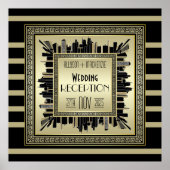 Art Deco Wedding Reception Champagne Gold Gatsby ポスター (正面)