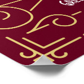 Art Deco Wedding Reception Gold Burgundy Welcome ポスター (角)
