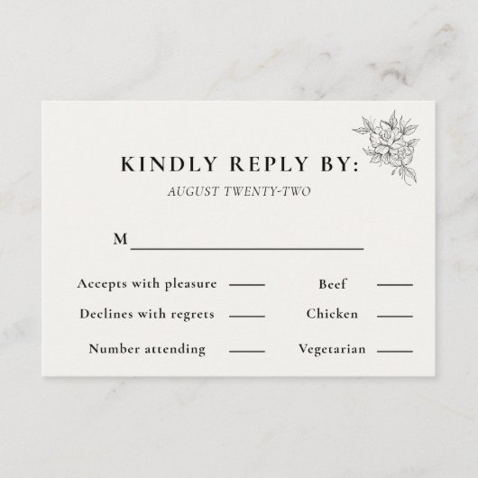 Art Deco Wedding RSVP Card  (正面)