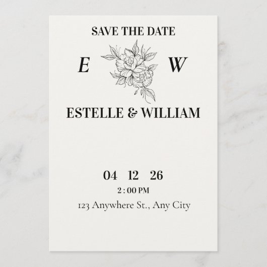 Art Deco Wedding Save the Date Card  セーブザデート (正面)