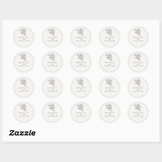 Art Deco Wedding Small Round Sticker | Elegant ラウンドシール (シート)