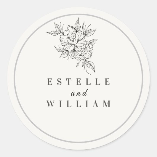 Art Deco Wedding Small Round Sticker | Elegant  ラウンドシール (正面)
