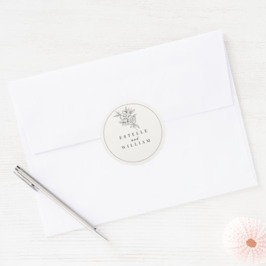 Art Deco Wedding Small Round Sticker | Elegant ラウンドシール (封筒)