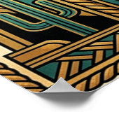 Art Deco Wild Horse Beach Sunset Teal Orange ポスター (角)