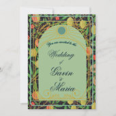 Art Deco William Morris Floral Gold Tone Fruit 招待状 (正面)