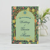 Art Deco William Morris Floral Gold Tone Fruit 招待状 (スタンド正面)