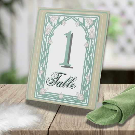 Art Deco William Morris Floral Green Wedding  台座サイン